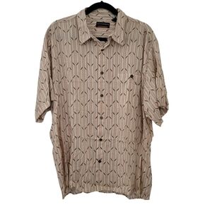 John Henry Viva Tropical Button Down Shirt Tan sz XL